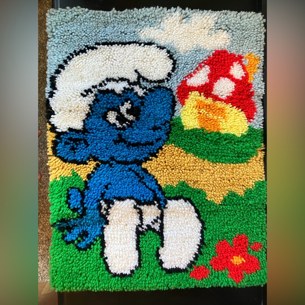 Vintage Smurfs 1980s Rug Wall Hanging